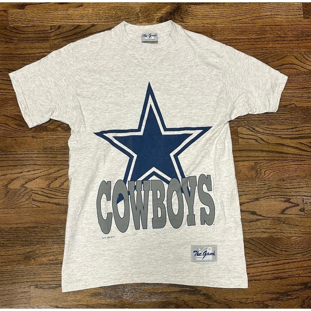 Vintage 1993 NFL Dallas Cowboys Shirt The Game Light Heather Gray Blue Men Sz L